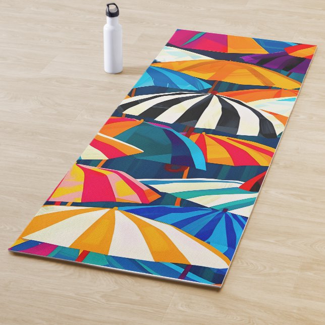Tapete De Yoga Abstrato Rainbow Beach Umbrella (In Situ)
