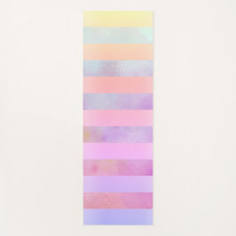Tapete De Yoga Abstrato Rainbow Flowers Strips in Watercolor