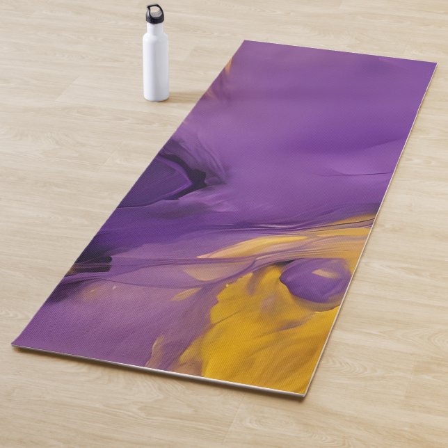 Tapete De Yoga Abstrato Roxo e Dourado (In Situ)