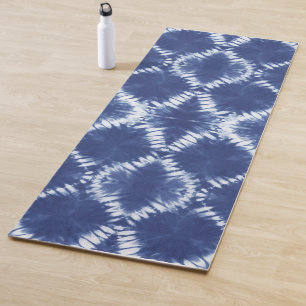 Tapete De Yoga Abstrato Shibori - Torção Azul Tie