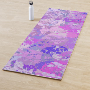 Tapete De Yoga Abstrato Trendy Camo Pink Púrpura Azul
