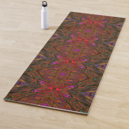 Tapete De Yoga Abstrato Trippy Orange e Magenta Butterfly