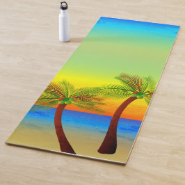 Tapete De Yoga Abstrato Tropical Life Palm Trepa do Mar