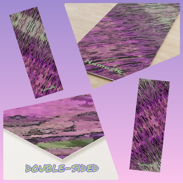 Tapete De Yoga Abstrato Yoga Mat Rosa Fuschia Roxo e Verde (Criador carregado)