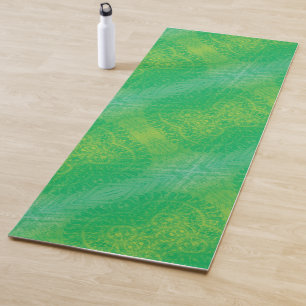 Tapete De Yoga Aceitação Medalhões de Boho Azul Amarelo