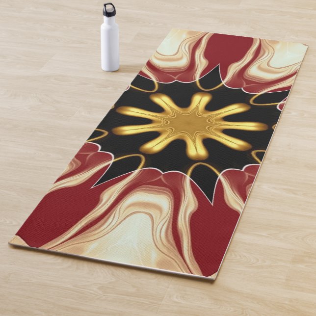 Tapete De Yoga Achempong: Starburst | Deep Crimson & Gold Luxury  (In Situ)