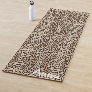 Tapete De Yoga Adicionar Nome. Impressão do estilo Leopard.
