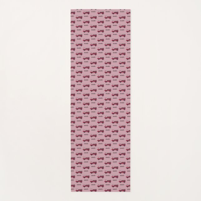 Tapete De Yoga Adicione seu nome Red Fire Caminhão Personalizado  (Frente)