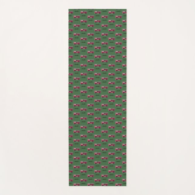 Tapete De Yoga Adicione seu nome Red Fire Caminhão Personalizado  (Frente)