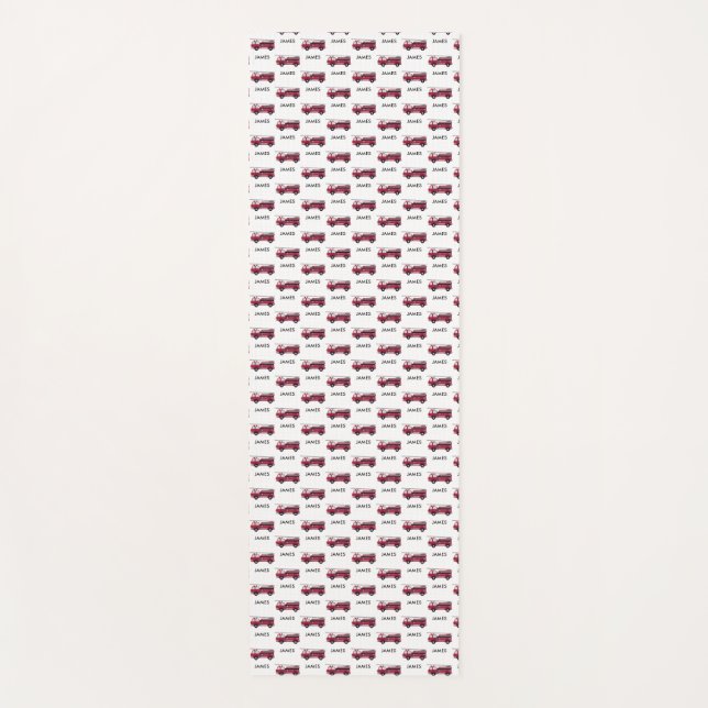 Tapete De Yoga Adicione seu nome Red Fire Caminhão Personalizado  (Frente)