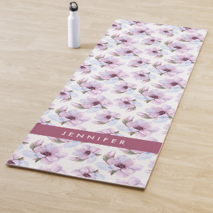 Tapete De Yoga Adicione seu teste padrão floral romântico