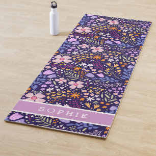 Tapete De Yoga Água Colorida Floral em Flor Personalizada