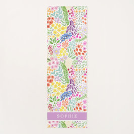 Tapete De Yoga Água Colorida Floral em Flor Personalizada