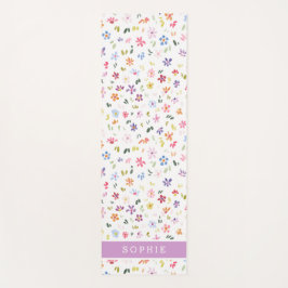 Tapete De Yoga Água Colorida Floral em Flor Personalizada