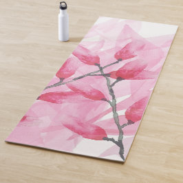 Tapete De Yoga Água Rosa Zen Flor de Cerejeira Abstrata Aquarela