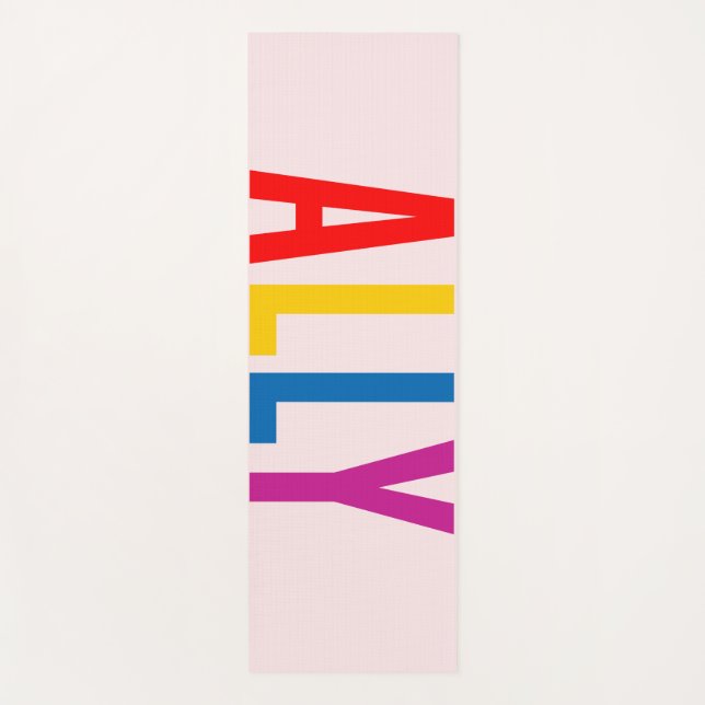 Tapete De Yoga Aliado rosa à Unidade de Diversidade LGBTG (Frente)