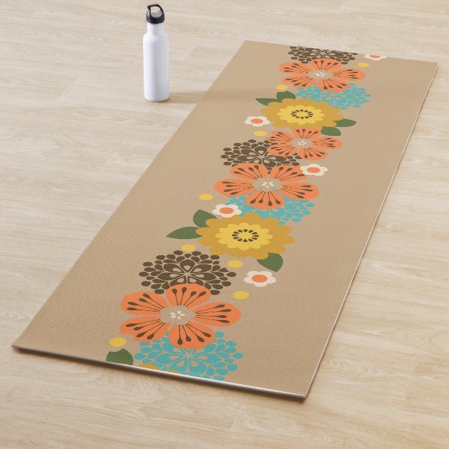 Tapete De Yoga Allana Garden Hawaiian Graphical Floral - Tan (In Situ)