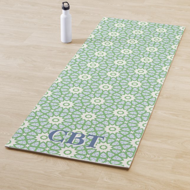 Tapete De Yoga Amal Star Lattice in Slate and Green Personalized (In Situ)