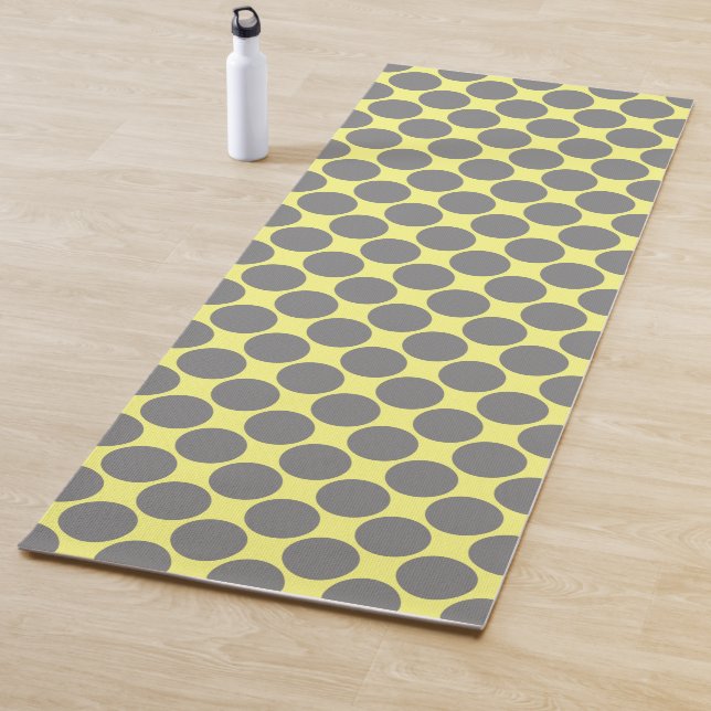 Tapete De Yoga Amarelo com pontos de cinza de polca (In Situ)