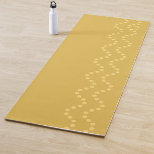 Tapete De Yoga Amarelo Mostarda Mínimo Pontilhado Ondulado Inicia