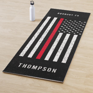 Tapete De Yoga American Flag Thin Red Line - Nome com Dificuldade