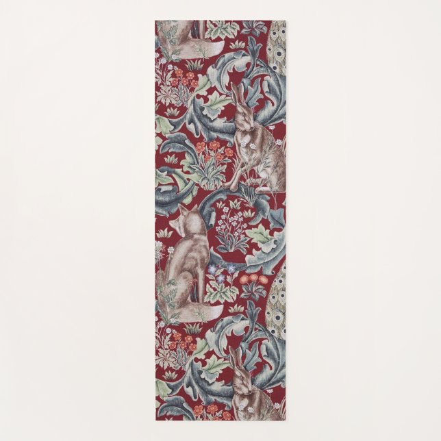 Tapete De Yoga Animais da Floresta, William Morris (Frente)