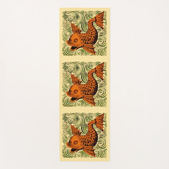 Tapete De Yoga Antiguidade de Peixe Azulejo Antigo (Frente)