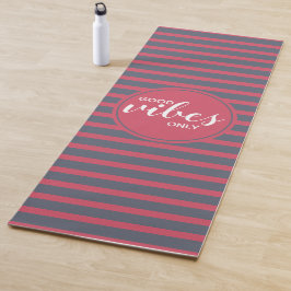 Tapete De Yoga Apenas Boas Vibrações Tipografia Rosa e Azul Citaç