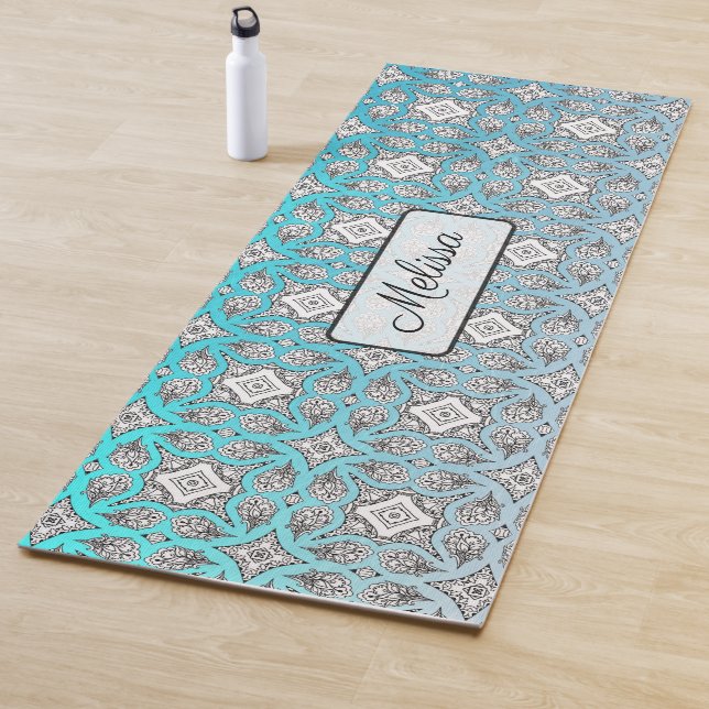Tapete De Yoga Aqua Blue Mandala Personalizada Yoga Mat (In Situ)