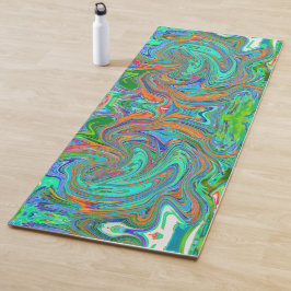 Tapete De Yoga Aqua, Orange e Green Groovy Abstrato Retro Art