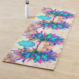 Tapete De Yoga Aquarela Atormentada Rainbow Cactus Dahlia