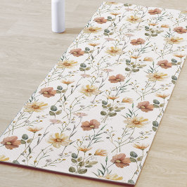 Tapete De Yoga Aquarela de Flor Silvestre Boho