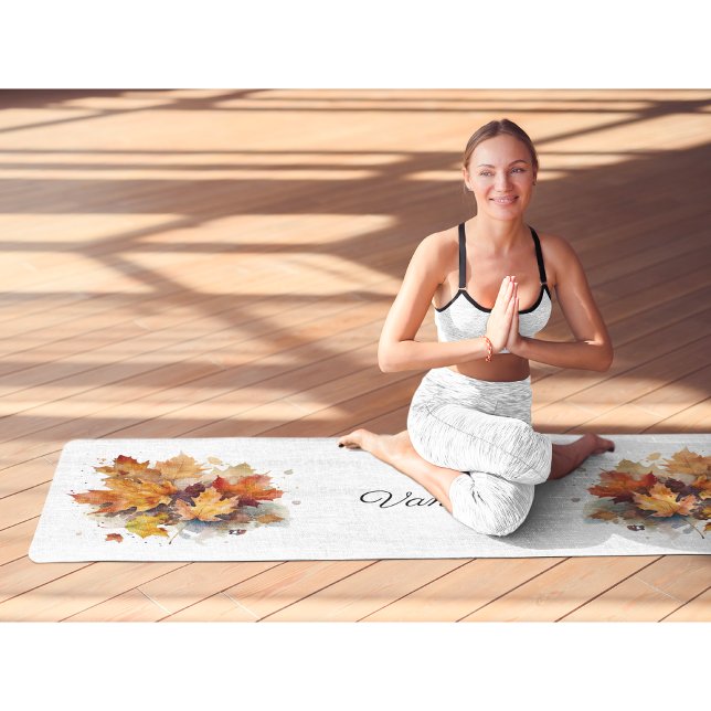 Tapete De Yoga Aquarela de Mapeamento de Outono Vibrante, persona (Criador carregado)