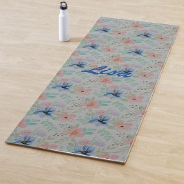 Tapete De Yoga Aquarela E Flores
