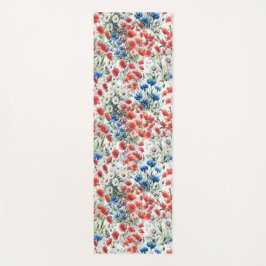 Tapete De Yoga Aquarela Flor Silvestre Papoula Margarida