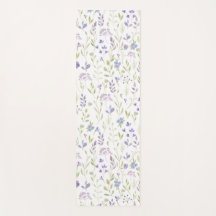 Tapete de Yoga Aquarela Flor Silvestre Roxa