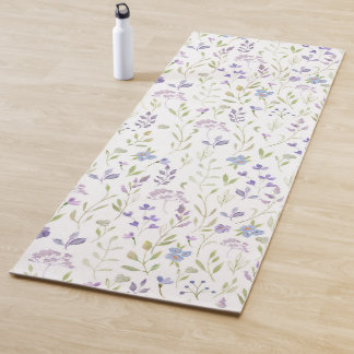 Tapete de Yoga Aquarela Flor Silvestre Roxa
