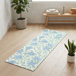 Tapete De Yoga Aquarela Flor Silvestre Verde Azul
