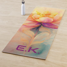 Tapete de Yoga Aquarela Floral Chic Personalizado