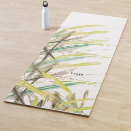 Tapete De Yoga Aquarela Pintada à Mão de Grama Abstrata Monograma