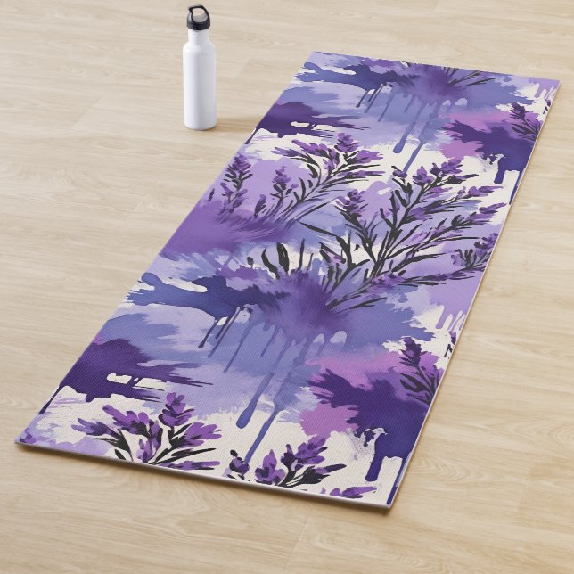 Tapete De Yoga Aquarela Roxa com Flores (In Situ)