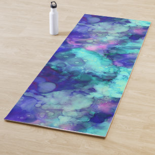 Tapete De Yoga aquarelas de fantasia azul:
