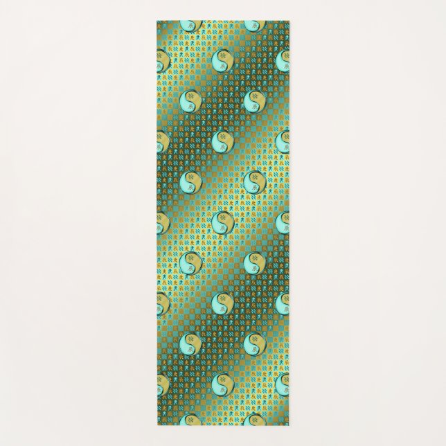 Tapete De Yoga Aquário e Dragão Metálico (Frente)