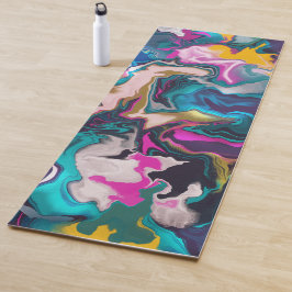 Tapete De Yoga Arco-Íris Psicodélico Marbled