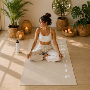Tapete De Yoga Areia bege bem-estar minimalista personalizado