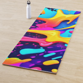 Tapete De Yoga Arte Caótica de Cores Vibrantes