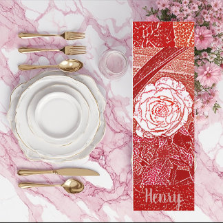 Tapete De Yoga Arte de Aquarela Floral com Rosa vermelha de Nome