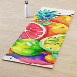 Tapete De Yoga Arte de Cartografia de Frutas Tropicais