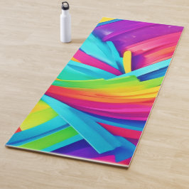 Tapete De Yoga Arte de Formas Abstratas Vibrantes
