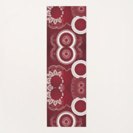 Tapete De Yoga Arte de IA Floral Vermelho Escuro